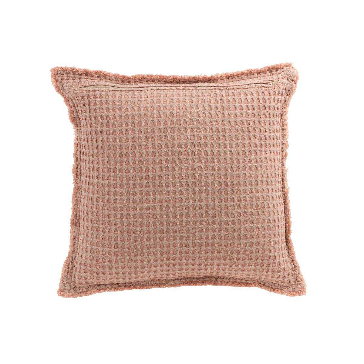 J-Line Kissen Waffelmuster – Baumwolle – Hellrosa - HomeDesign Knaus