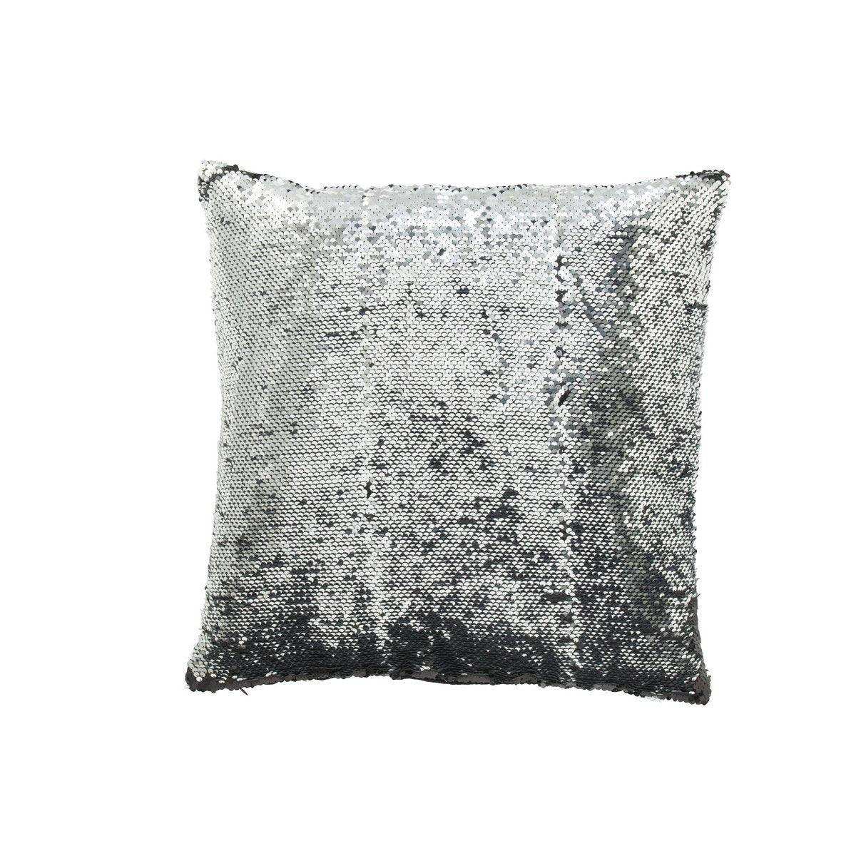 J-Line Kissen wendbar mit Pailletten, Schwarz/Silber - HomeDesign Knaus