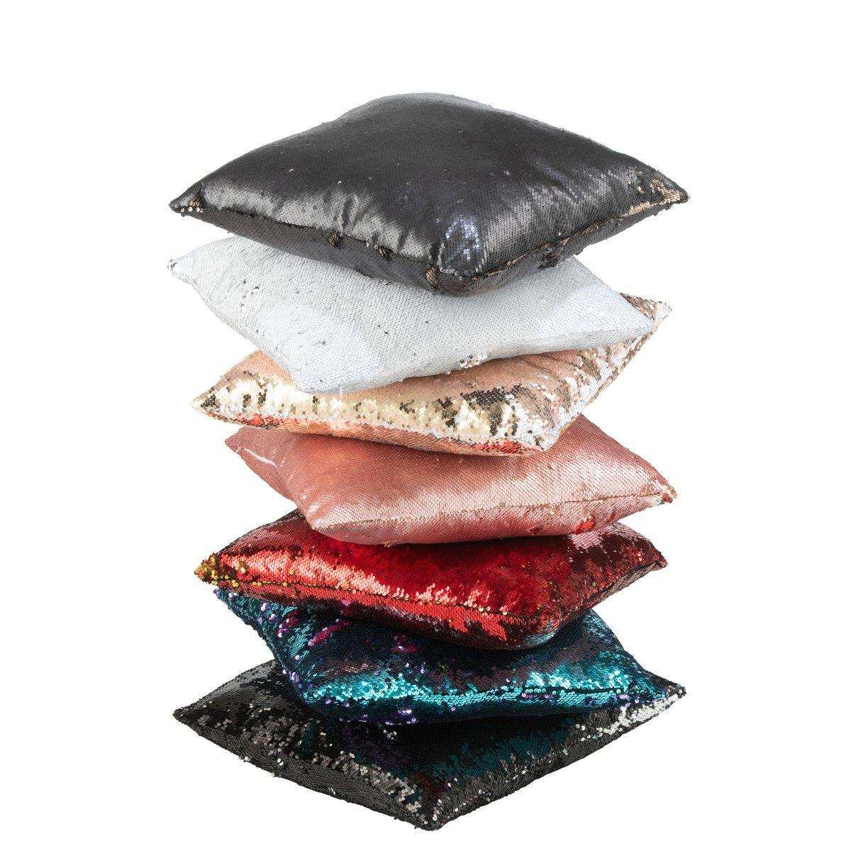 J-Line Kissen wendbar mit Pailletten, Schwarz/Silber - HomeDesign Knaus