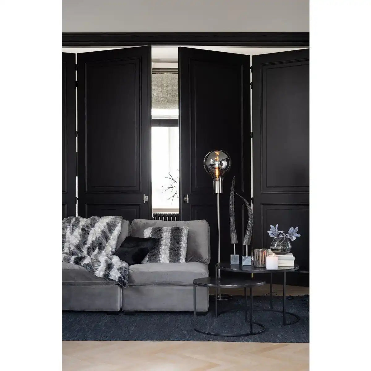 J-Line Kissen Ziegenleder – Kunstfell – Schwarz - HomeDesign Knaus