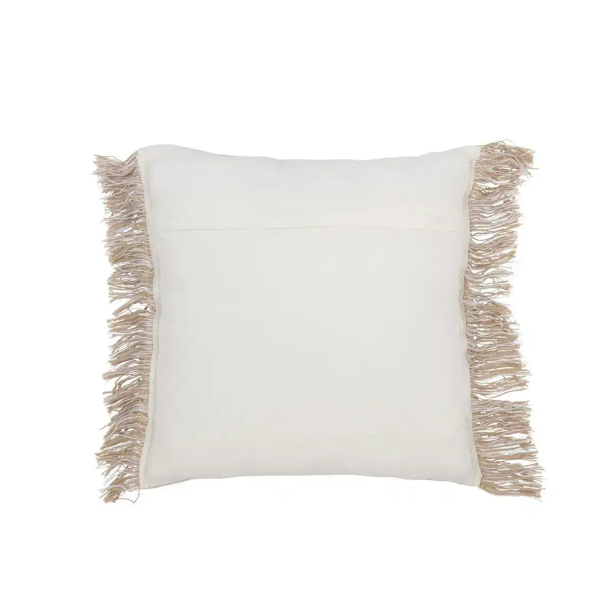 J-Line Kissen Zweifarbiger Stoff + Fransen – Baumwolle – Weiß/Beige - HomeDesign Knaus