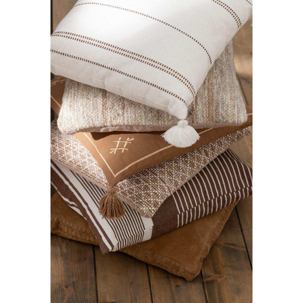 J-Line Kissen Zweifarbiger Stoff – Wolle – Beige - HomeDesign Knaus