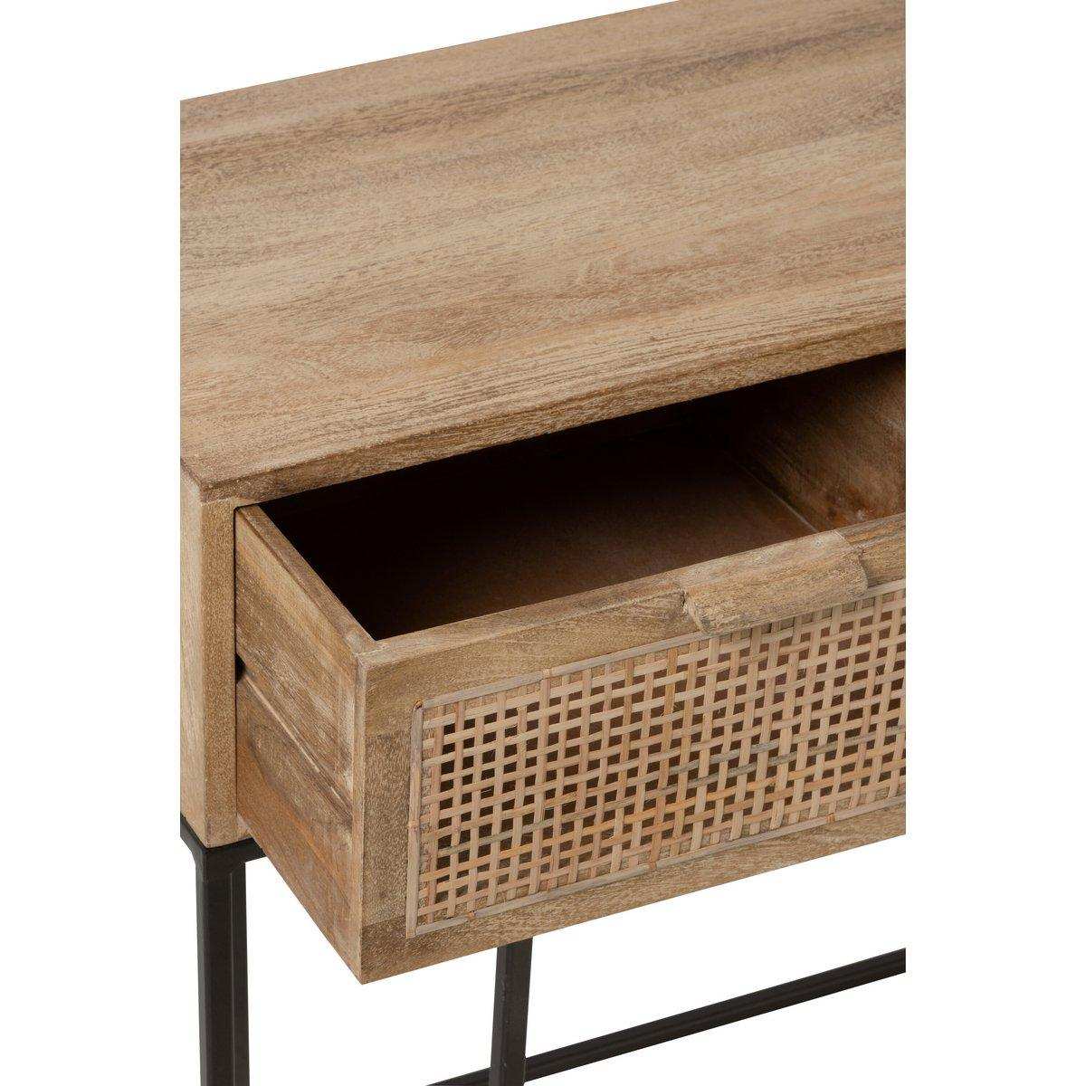 J-Line Konsole 3 Schubladen Geflochtenes Schilfrohr Mangoholz Natur - HomeDesign Knaus