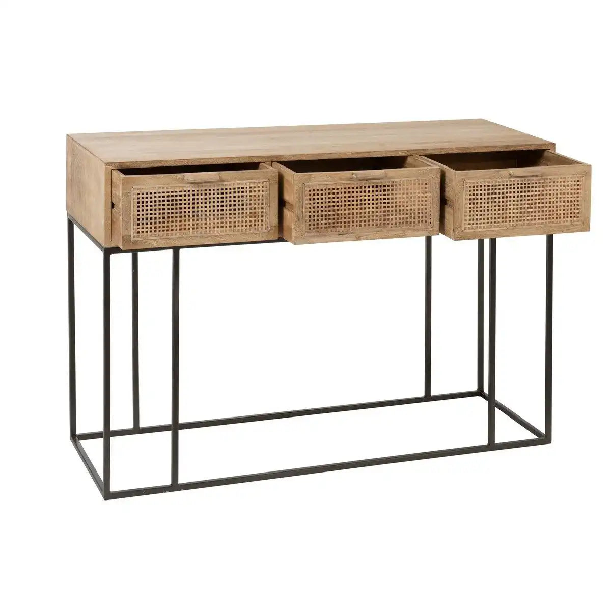 J-Line Konsole 3 Schubladen Geflochtenes Schilfrohr Mangoholz Natur - HomeDesign Knaus