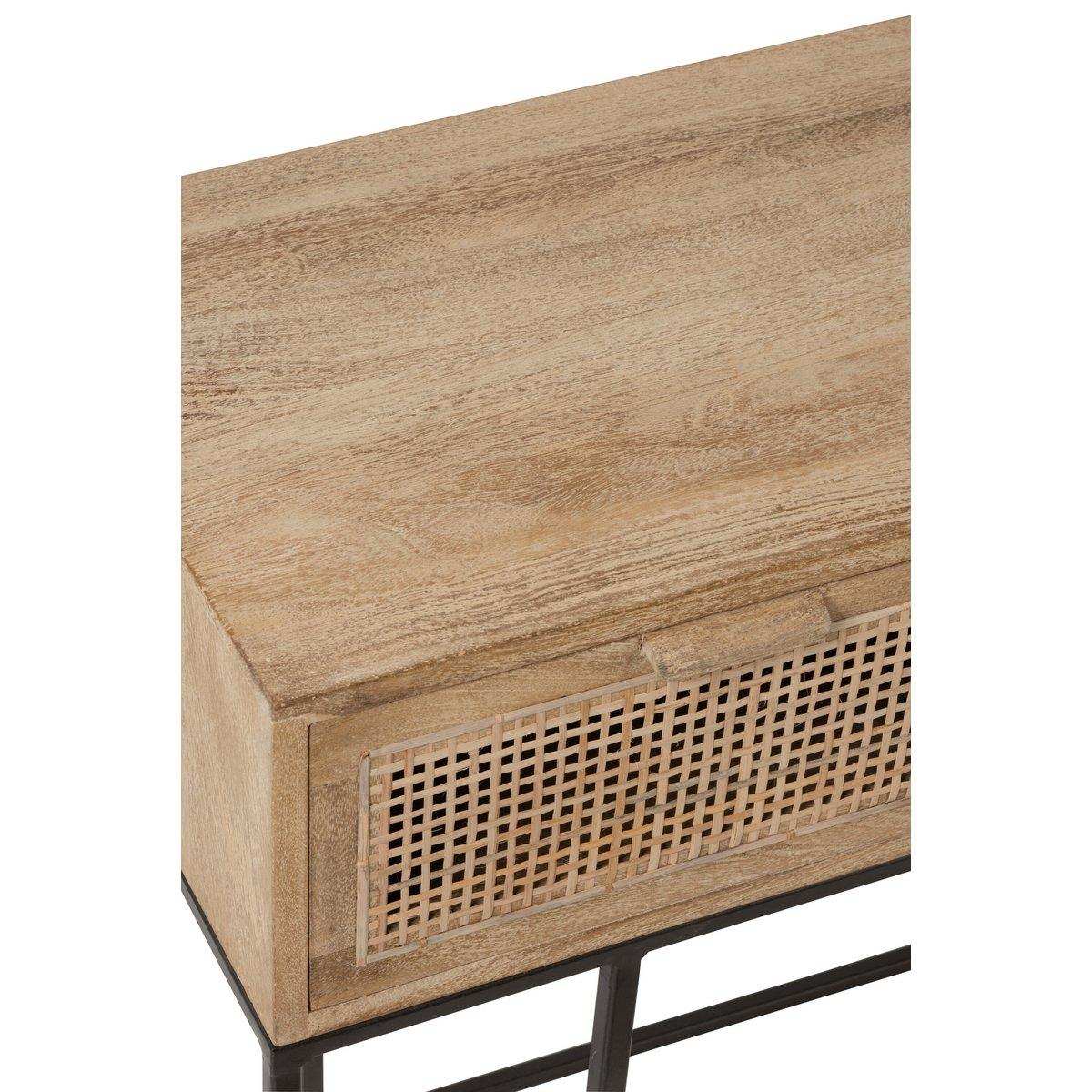 J-Line Konsole 3 Schubladen Geflochtenes Schilfrohr Mangoholz Natur - HomeDesign Knaus