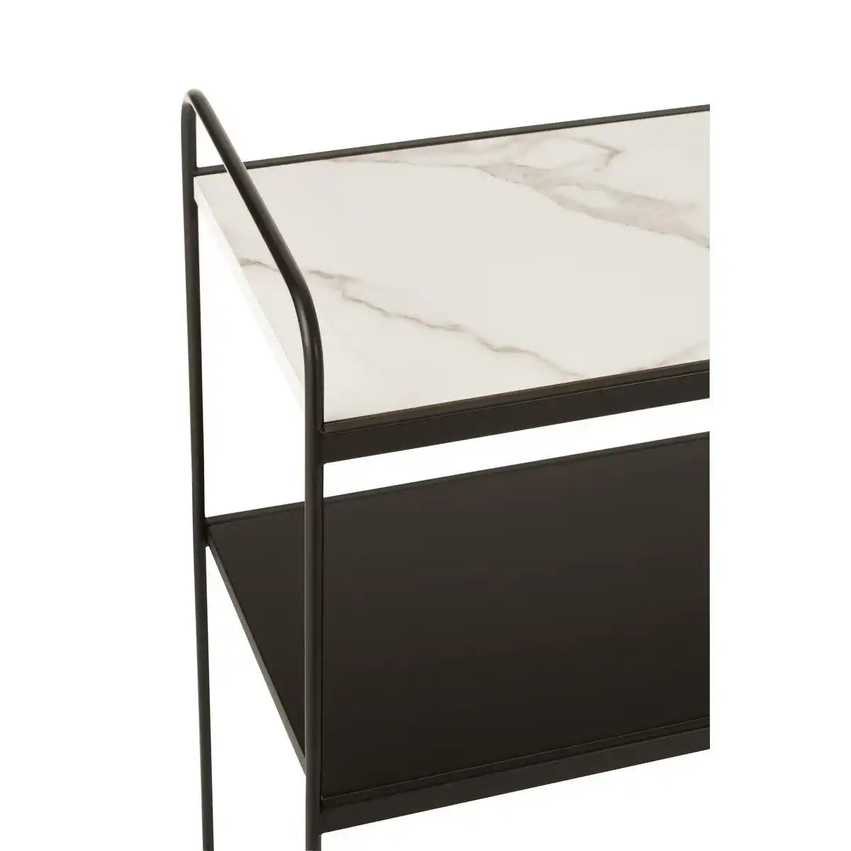 J-Line Konsole Marmor 2 Regale MDF/Eisen Schwarz - HomeDesign Knaus