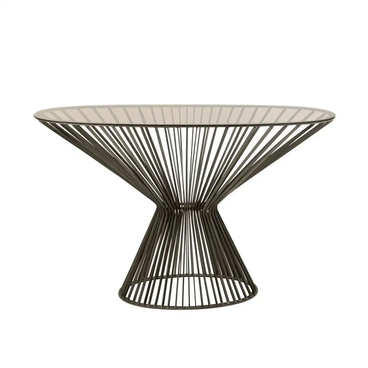 J-Line Konsole, ovale Stangen, Metall/Glas, Grau/Braun - HomeDesign Knaus