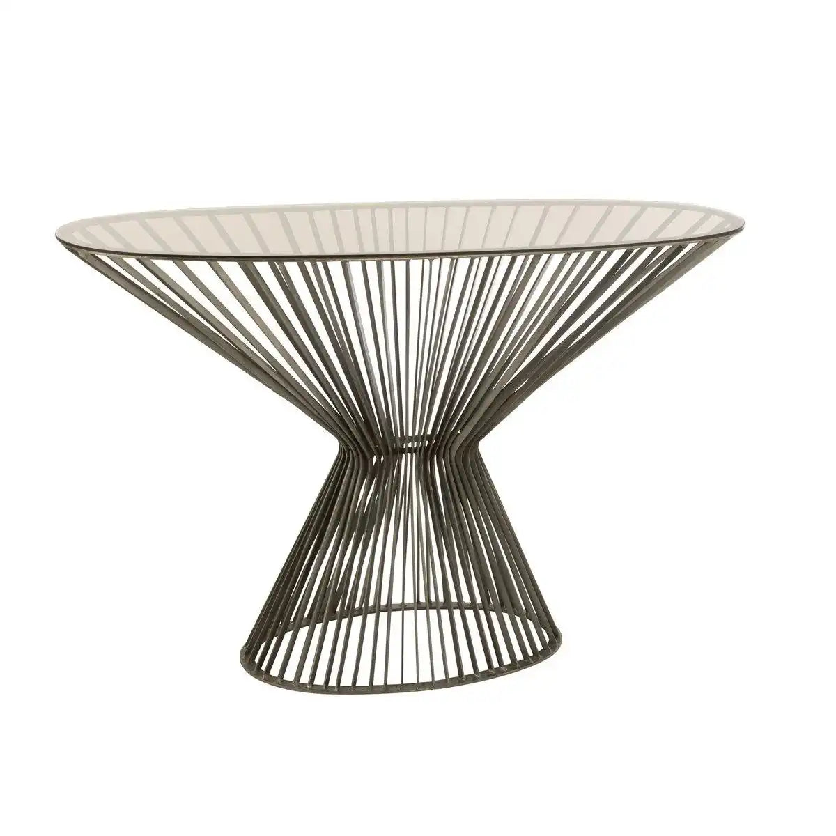 J-Line Konsole, ovale Stangen, Metall/Glas, Grau/Braun - HomeDesign Knaus