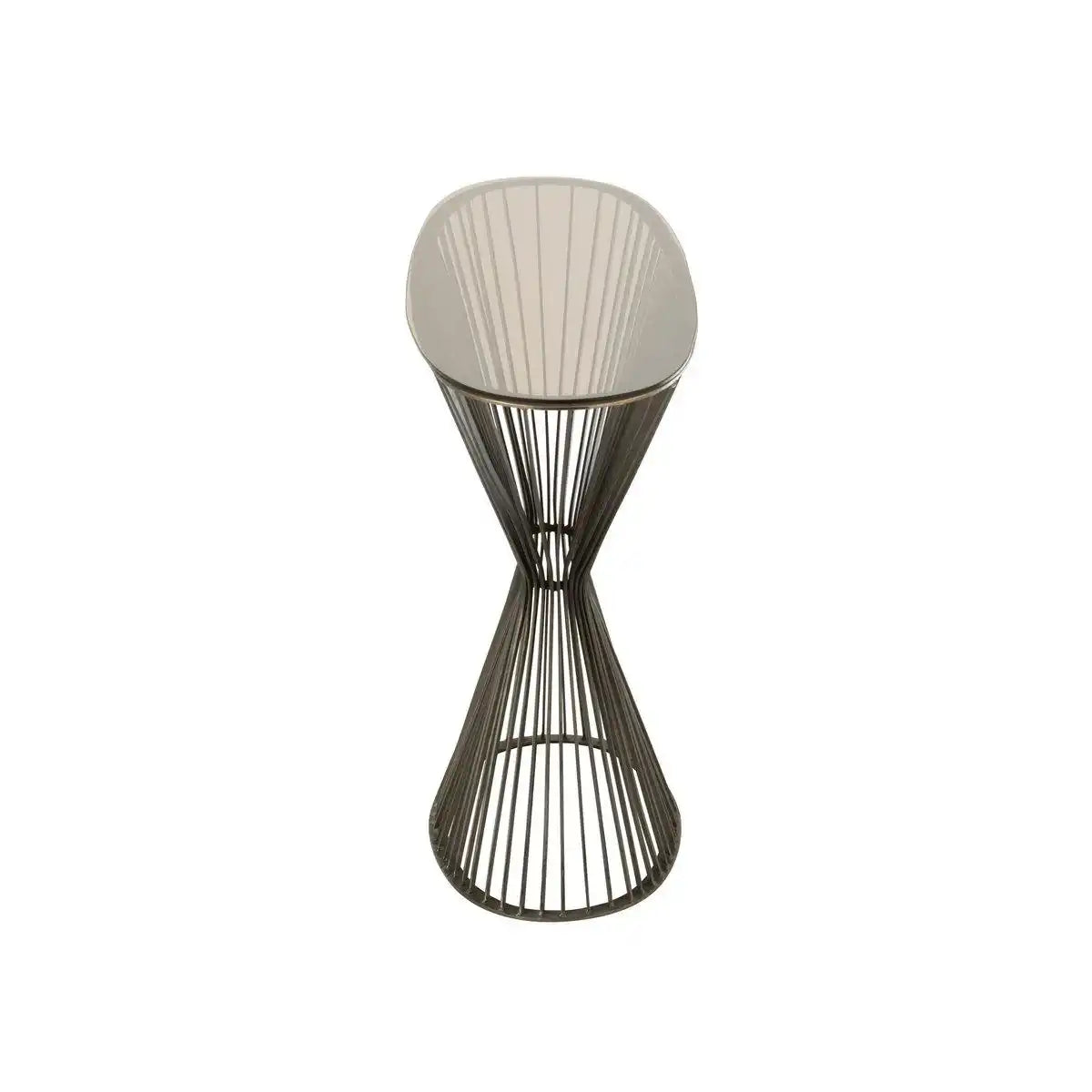 J-Line Konsole, ovale Stangen, Metall/Glas, Grau/Braun - HomeDesign Knaus