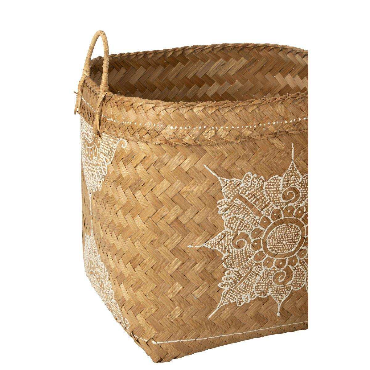 J-Line Korb Drawing - Bambus - Weiß/Natur - - HomeDesign Knaus