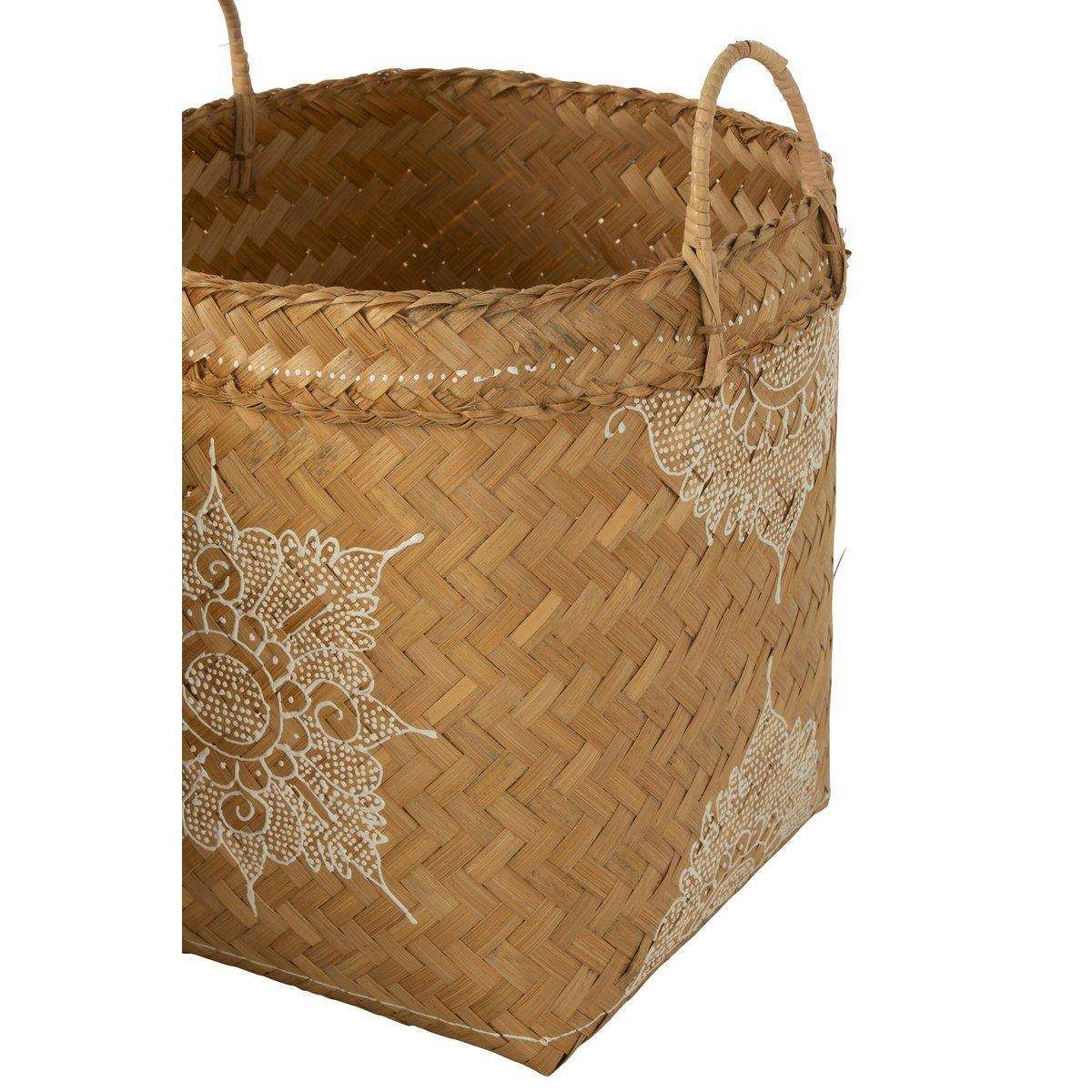 J-Line Korb Drawing - Bambus - Weiß/Natur - - HomeDesign Knaus