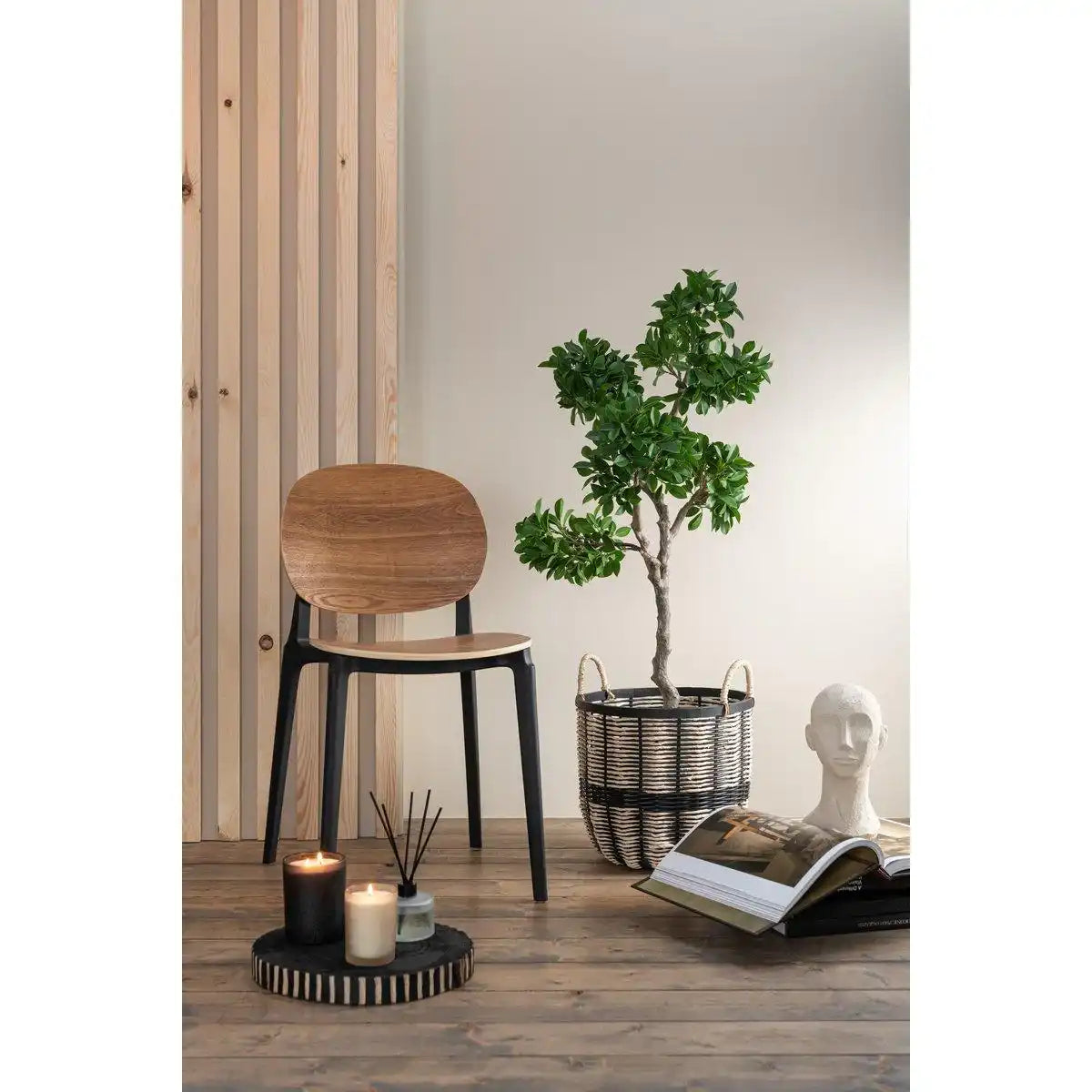 J-Line Korb - Jute/Rattan - Schwarz/Natur - 3 Stück - HomeDesign Knaus