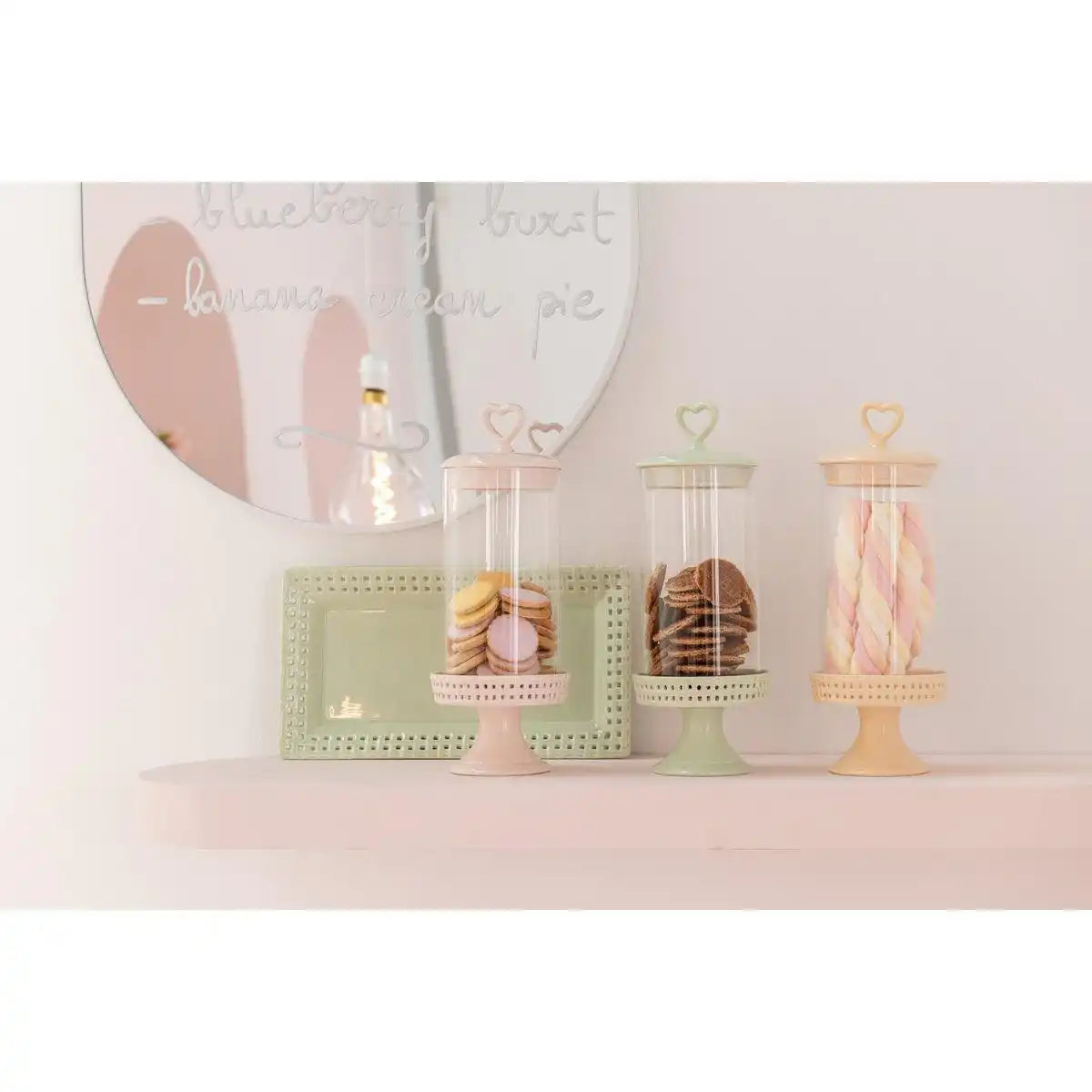 J-Line Kuchenteller unter Glas - Tortenständer - Keramik - Grün - M - HomeDesign Knaus