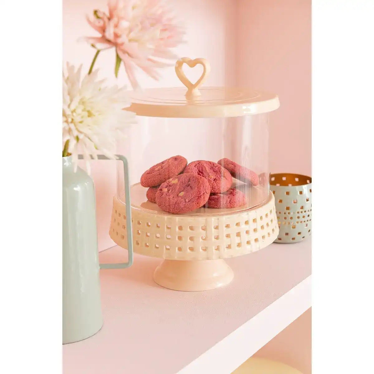 J-Line Kuchenteller unter Glas - Tortenständer - Keramik - Pfirsich - L - HomeDesign Knaus