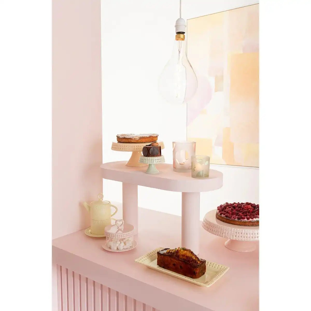 J-Line Kuchenteller unter Glas - Tortenständer - Keramik - Rosa - S - HomeDesign Knaus