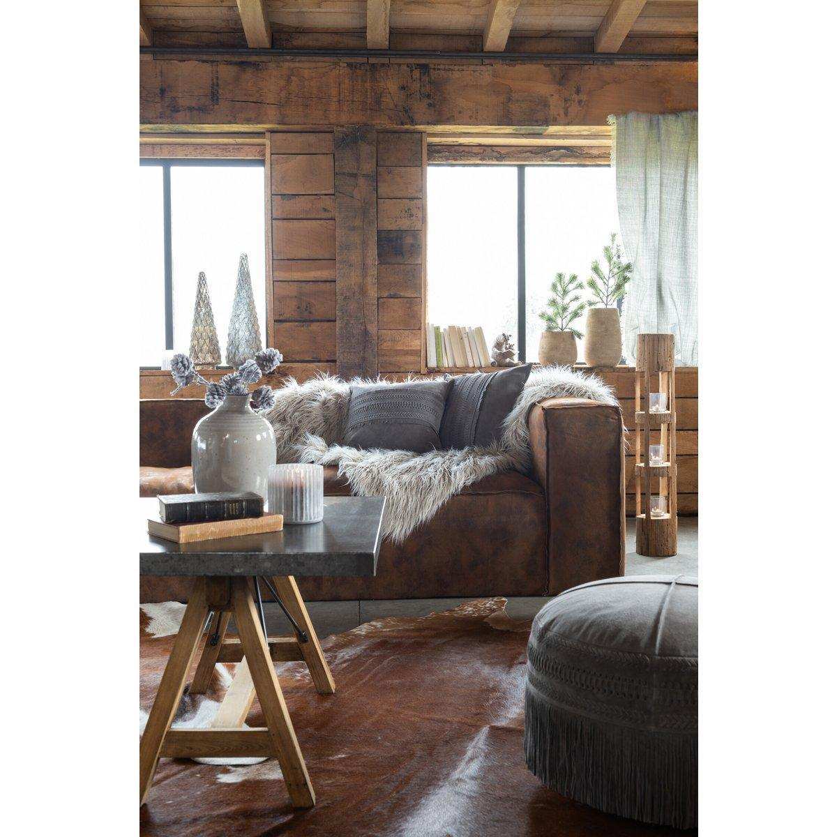J-Line Kyussen Board Square – Leder – Grau - HomeDesign Knaus