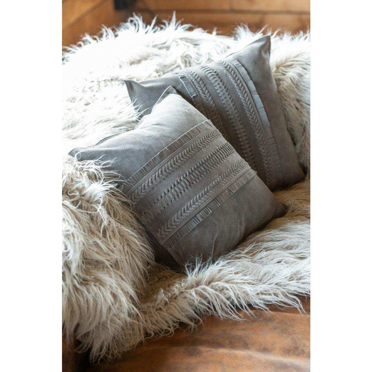 J-Line Kyussen Board Square – Leder – Grau - HomeDesign Knaus