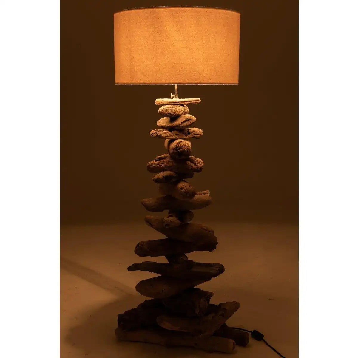 J-Line Lampe + Schirm – Holz – Natur/Beige – mittel - HomeDesign Knaus