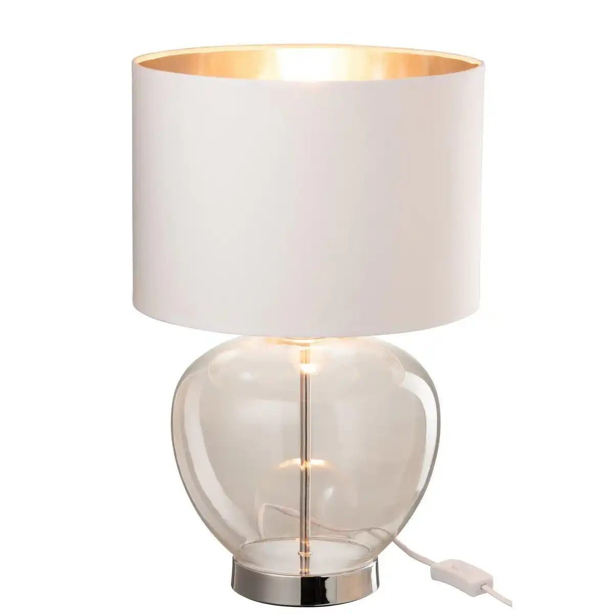 J-Line Lampe Transparentes Glas/Textil Silber/Weiß - HomeDesign Knaus