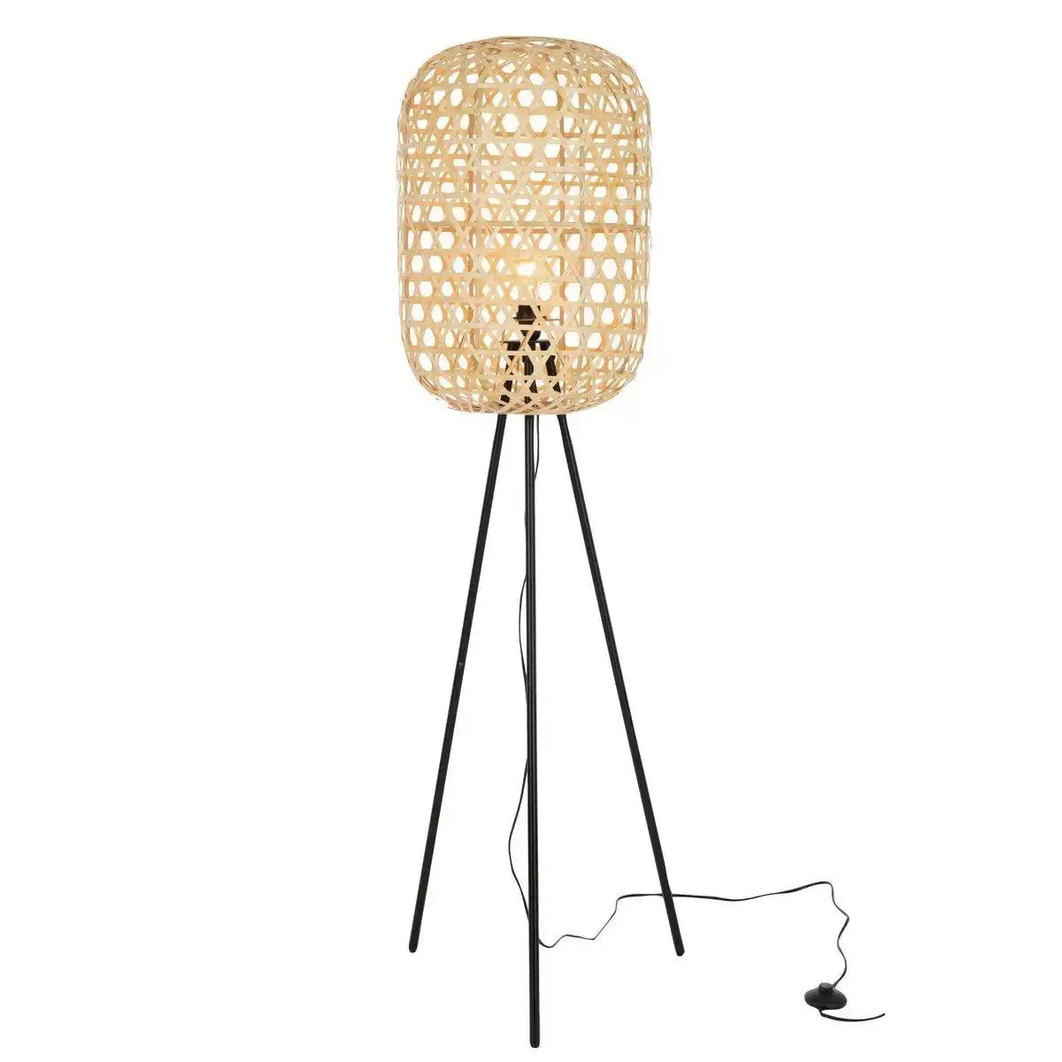 J-Line Lampen-Stehstativ, rund, Bambus, Metall, Natur/Schwarz - HomeDesign Knaus
