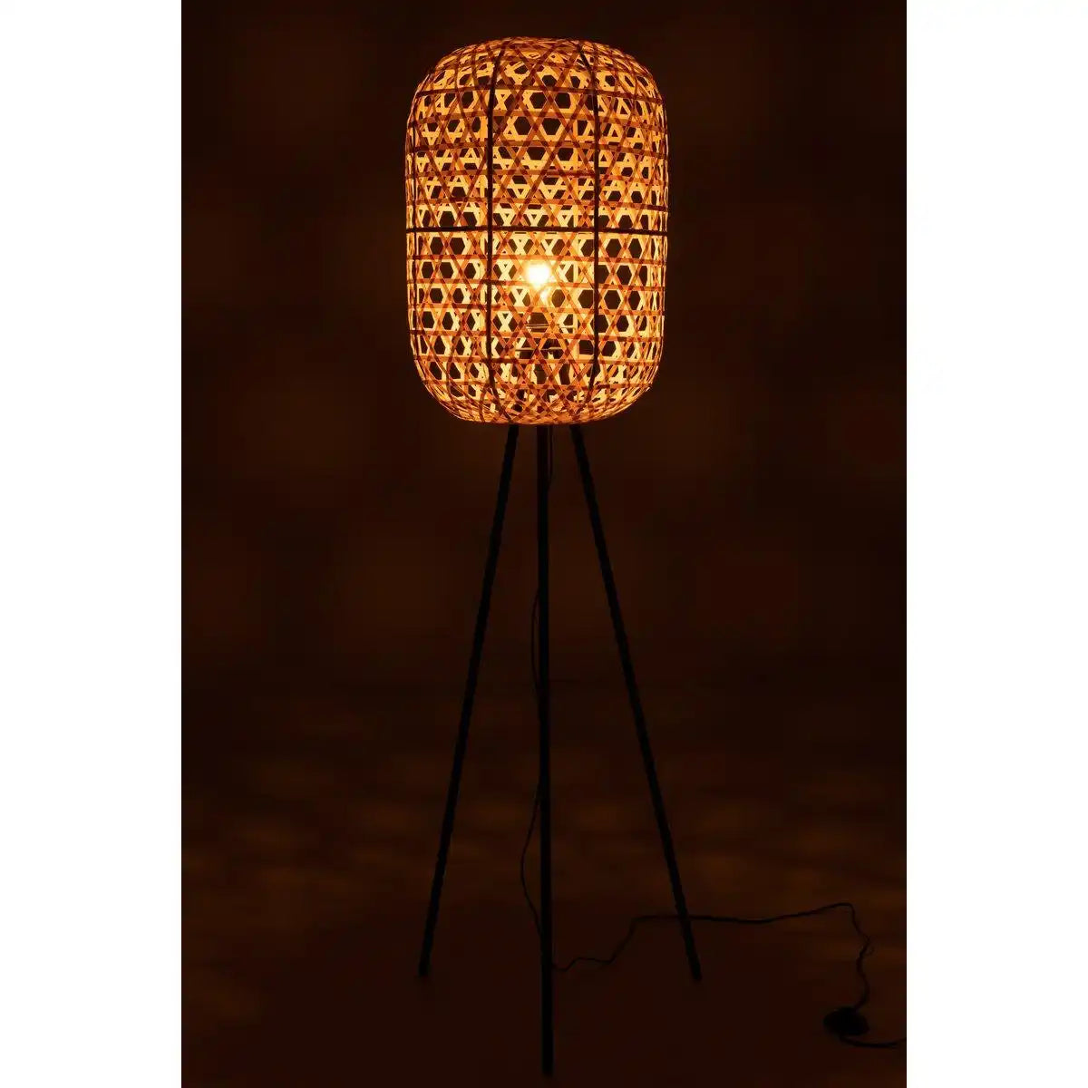 J-Line Lampen-Stehstativ, rund, Bambus, Metall, Natur/Schwarz - HomeDesign Knaus