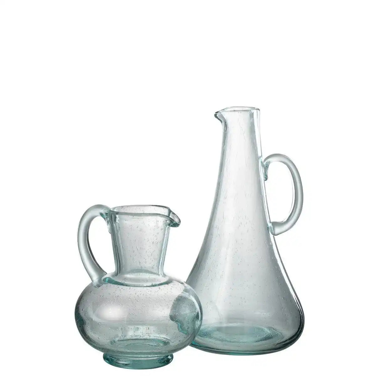 J-Line Lange Karaffe – Glas – transparent/hellblau - HomeDesign Knaus