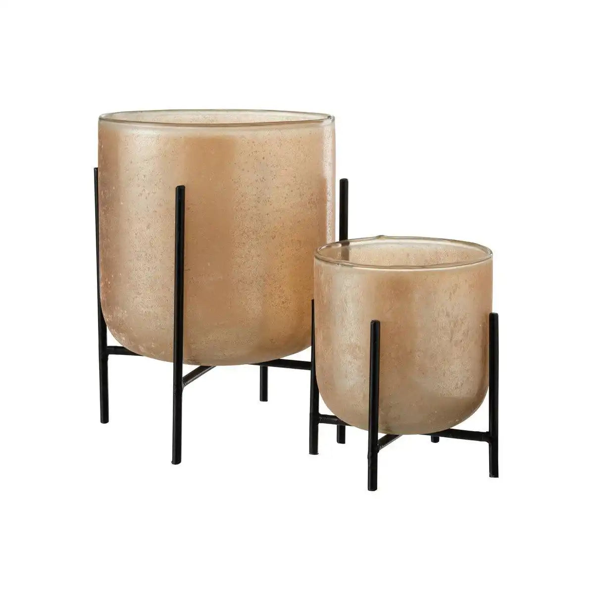 J-Line Laterne Astor – Kerzenhalter – Glas/Metall – Bernstein – groß - HomeDesign Knaus