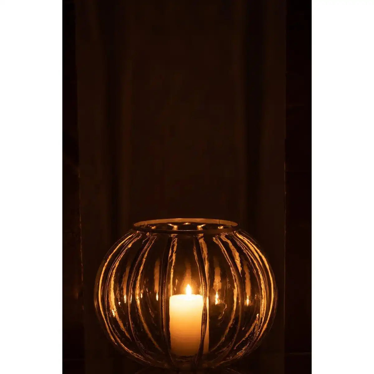 J-Line Laterne Ball Stripe - Glas - transparent/silber - mittel - HomeDesign Knaus