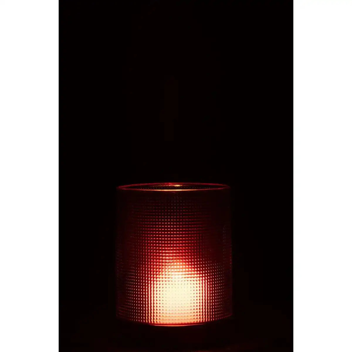 J-Line Laterne Checked - Kerzenhalter - Glas - Rot/Gold - klein - HomeDesign Knaus