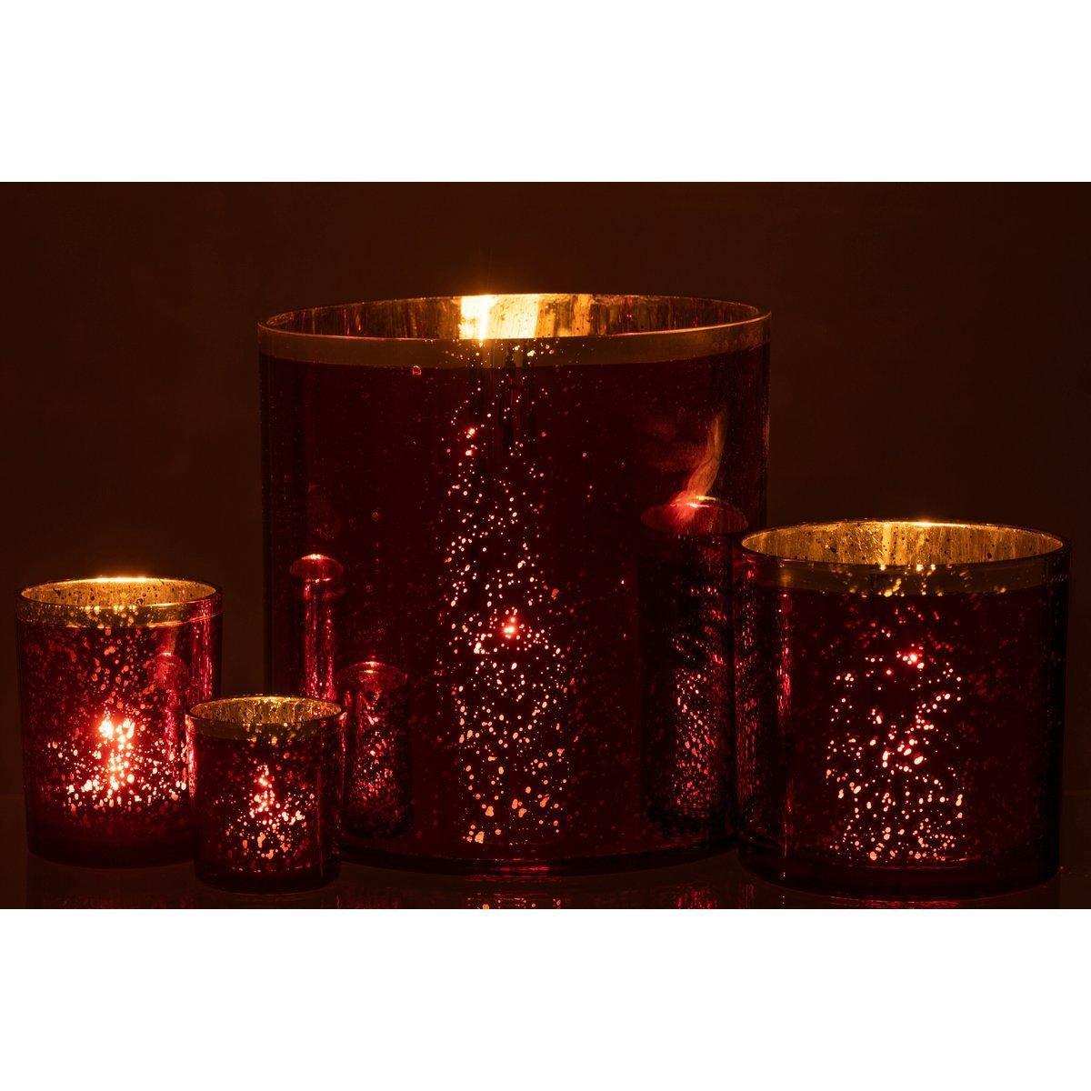 J-Line Laterne Edge – Glas – Gold/Rot – extra groß - HomeDesign Knaus