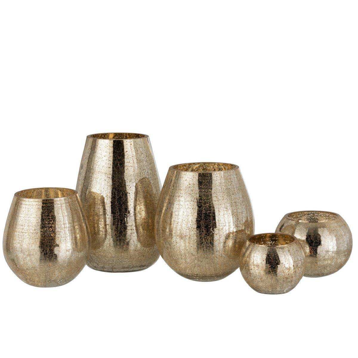 J-Line Laterne Eiform Crackle – Glas – Gold – groß - HomeDesign Knaus