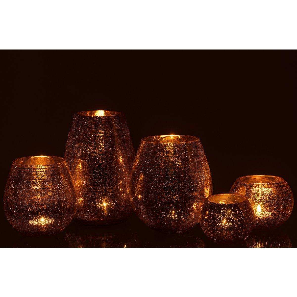 J-Line Laterne Eiform Crackle – Glas – Gold – groß - HomeDesign Knaus