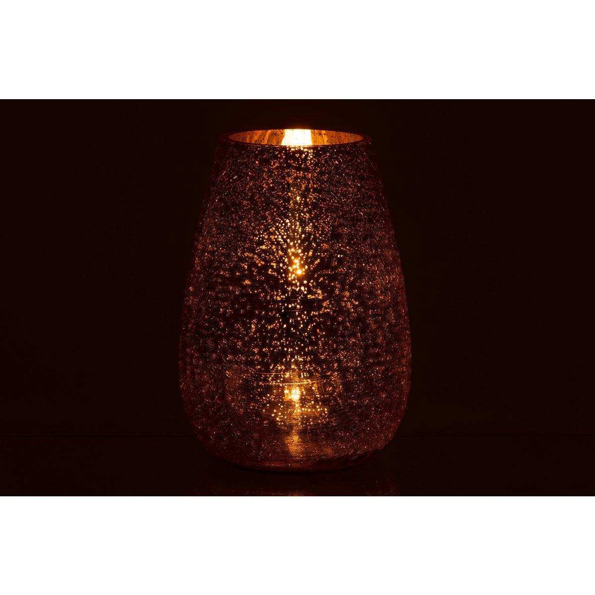 J-Line Laterne Eiform Crackle – Glas – Gold – groß - HomeDesign Knaus