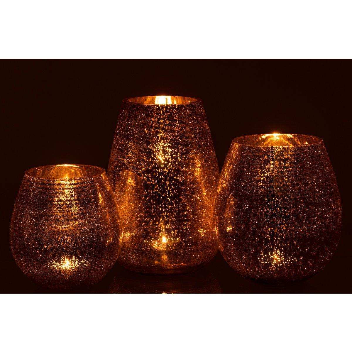 J-Line Laterne Eiform Crackle – Glas – Gold – groß - HomeDesign Knaus