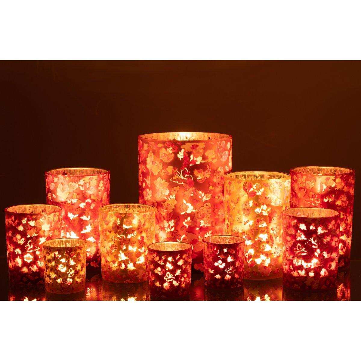 J-Line Laterne Flowers - Glas - Orange - groß - HomeDesign Knaus