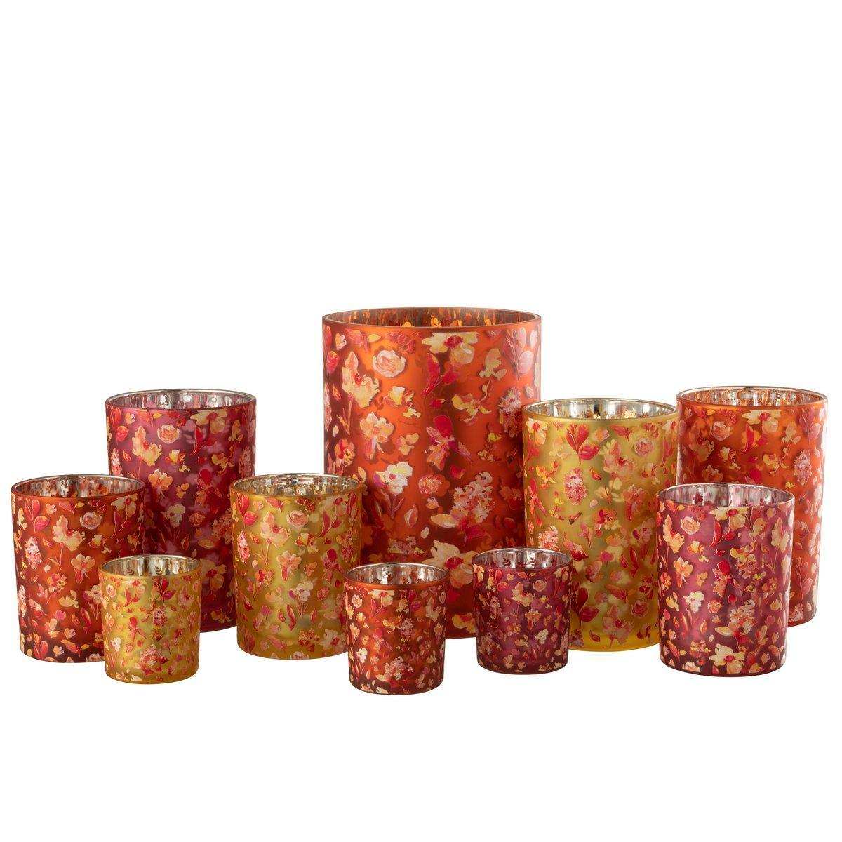J-Line Laterne Flowers - Glas - Orange - groß - HomeDesign Knaus