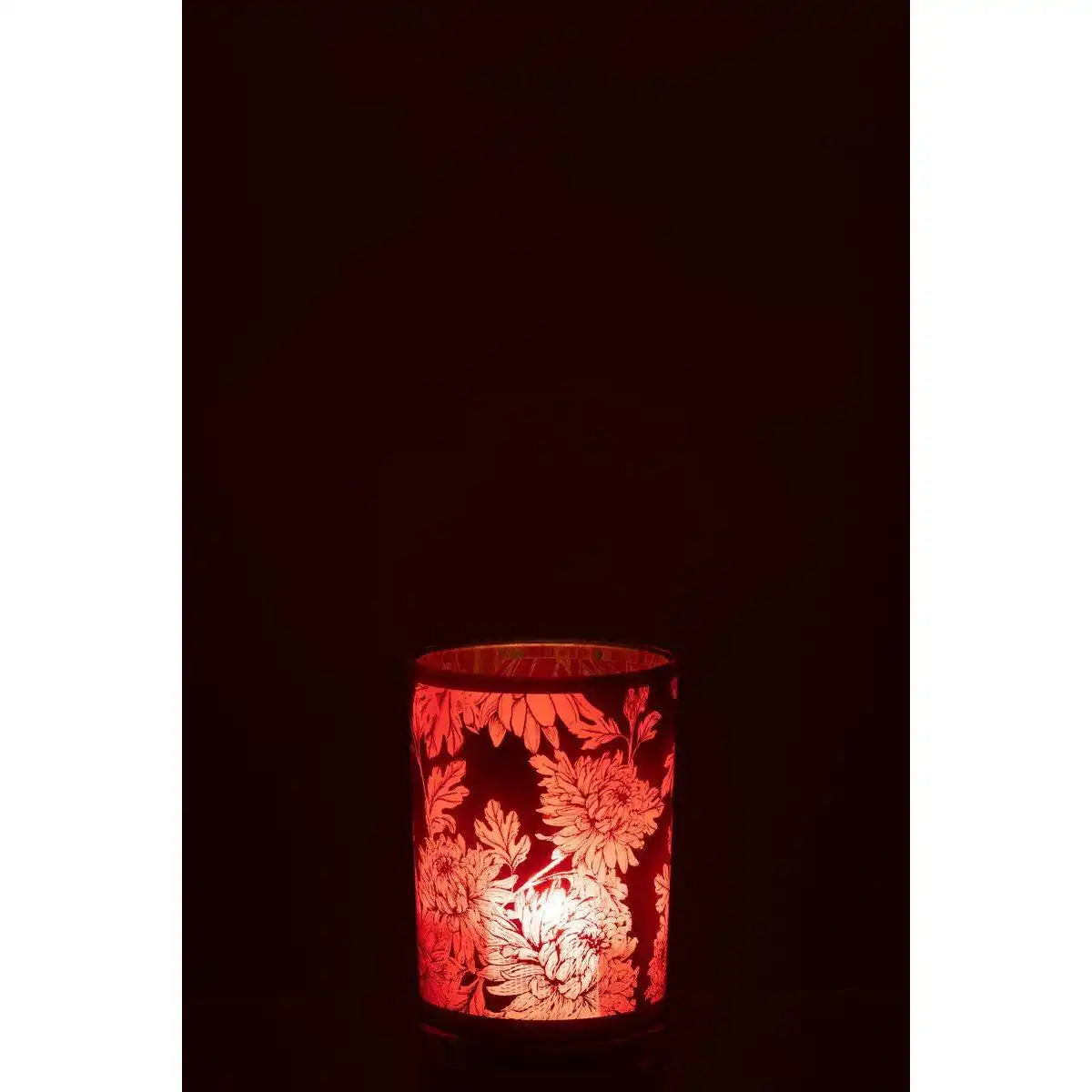 J-Line Laterne Flowers - Glas - Rot - Groß - HomeDesign Knaus