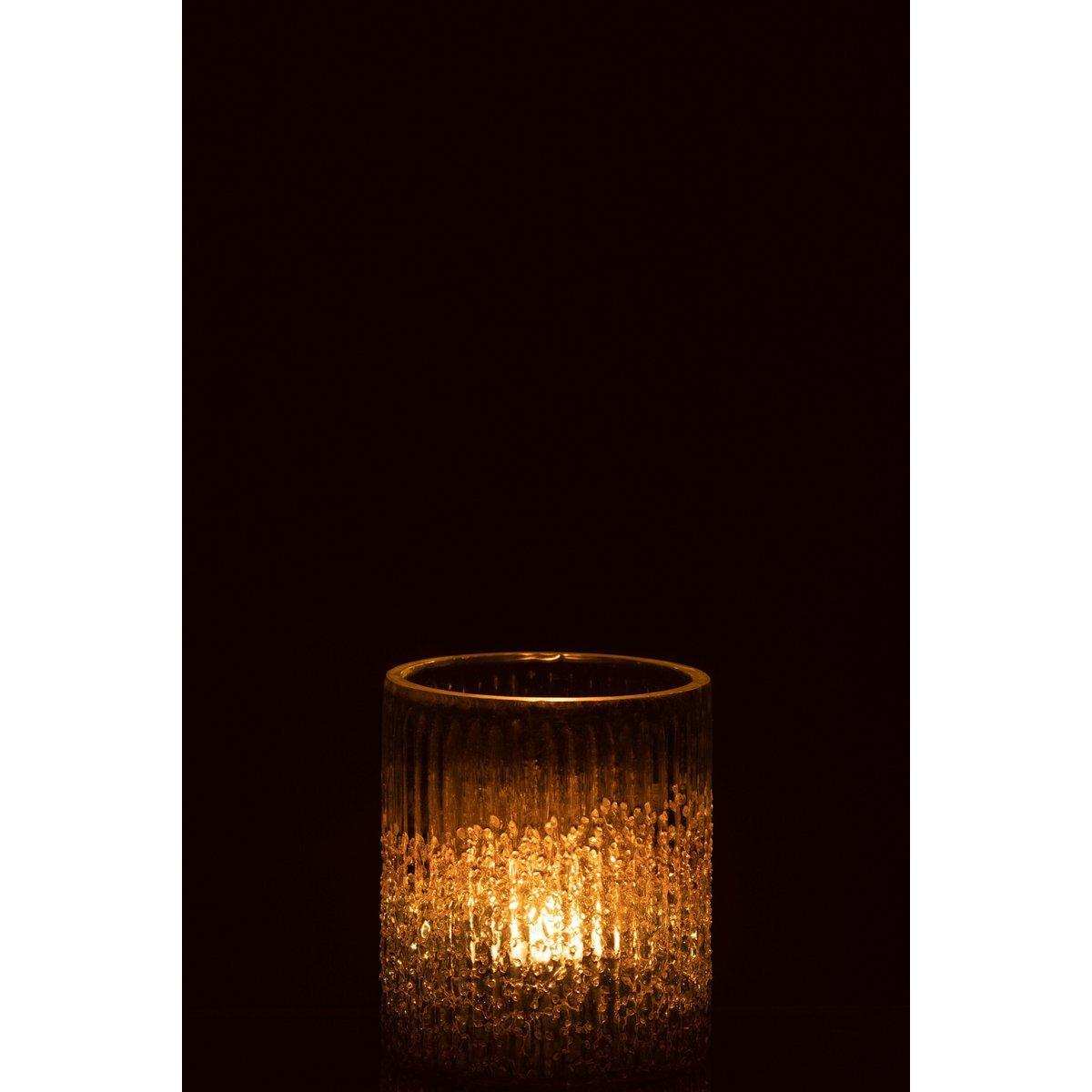 J-Line Laterne gerippt – Glas – Silber – mittel – - HomeDesign Knaus