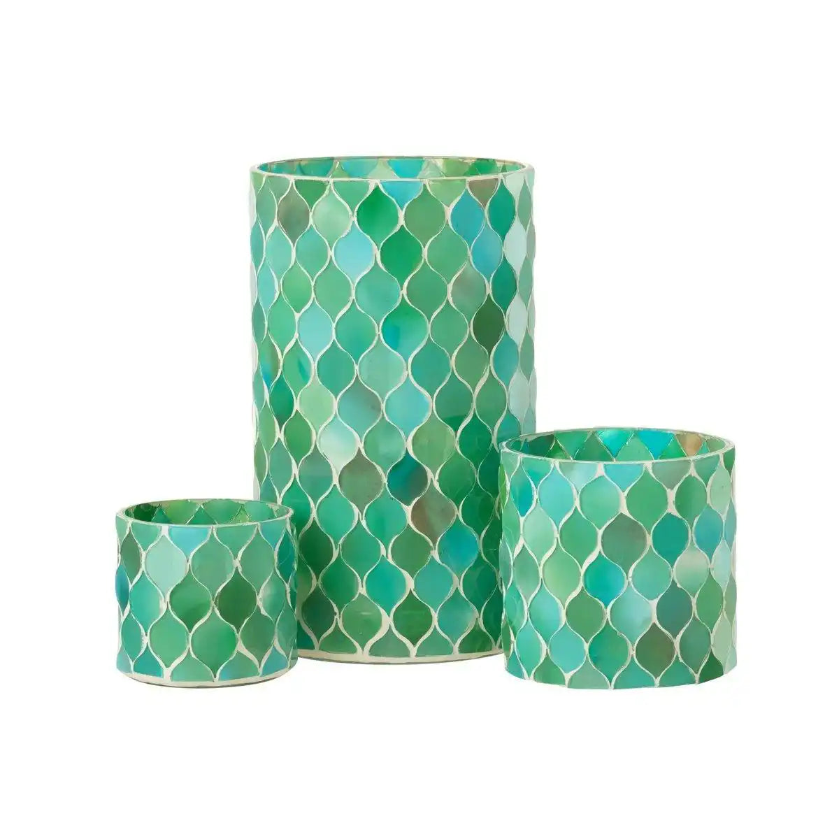 J-Line Laterne Mosaik Diamant Glas Blau/Grün Groß - HomeDesign Knaus