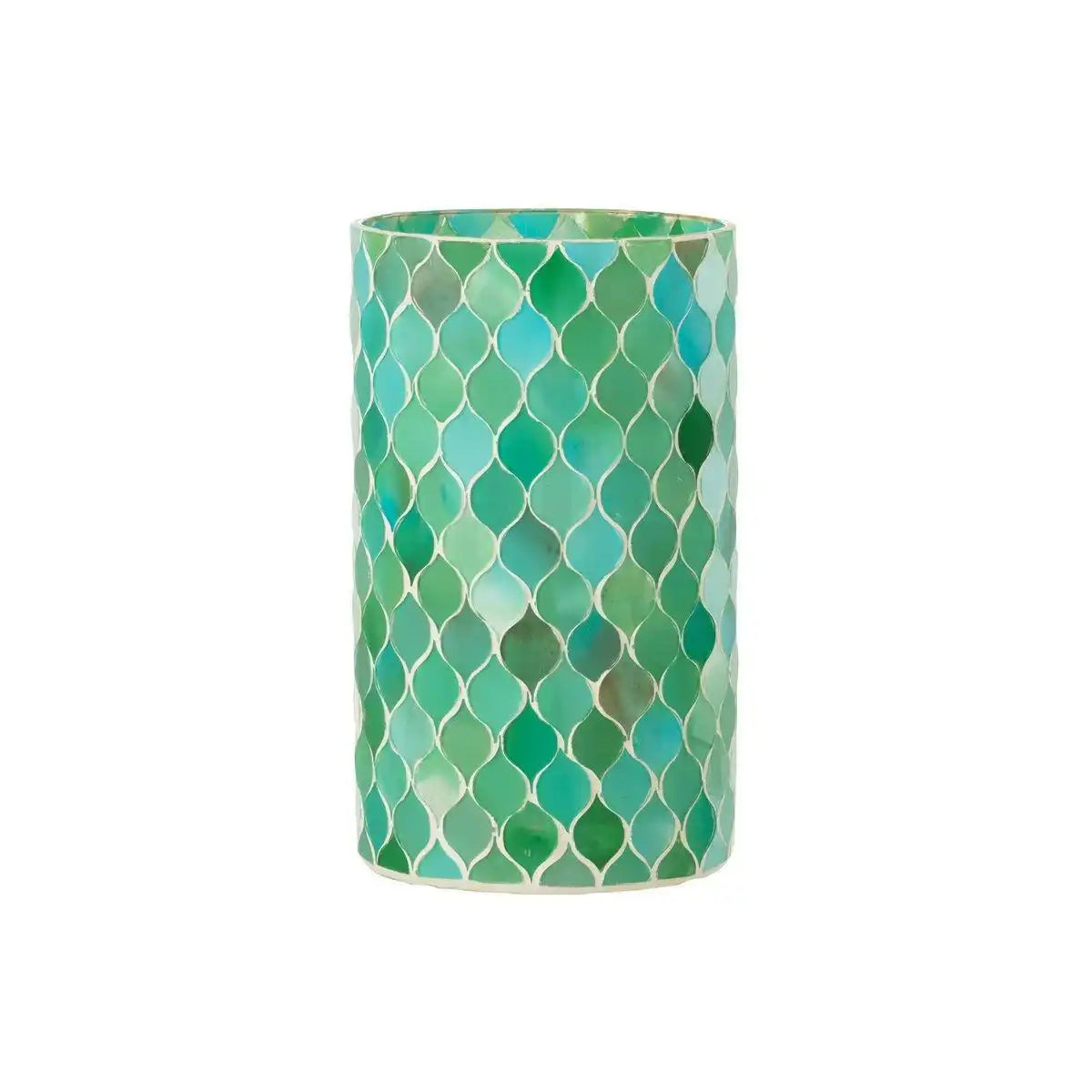 J-Line Laterne Mosaik Diamant Glas Blau/Grün Groß - HomeDesign Knaus