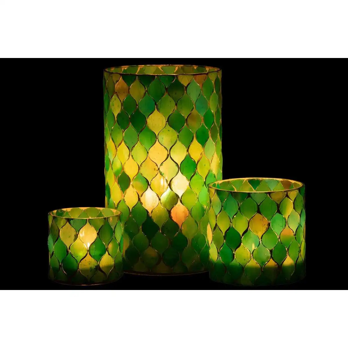 J-Line Laterne Mosaik Diamant Glas Blau/Grün Groß - HomeDesign Knaus