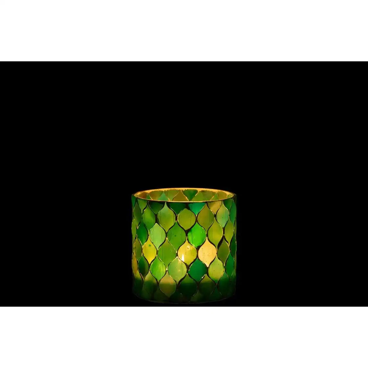 J-Line Laterne Mosaik Diamant Glas Blau/Grün Medium - HomeDesign Knaus
