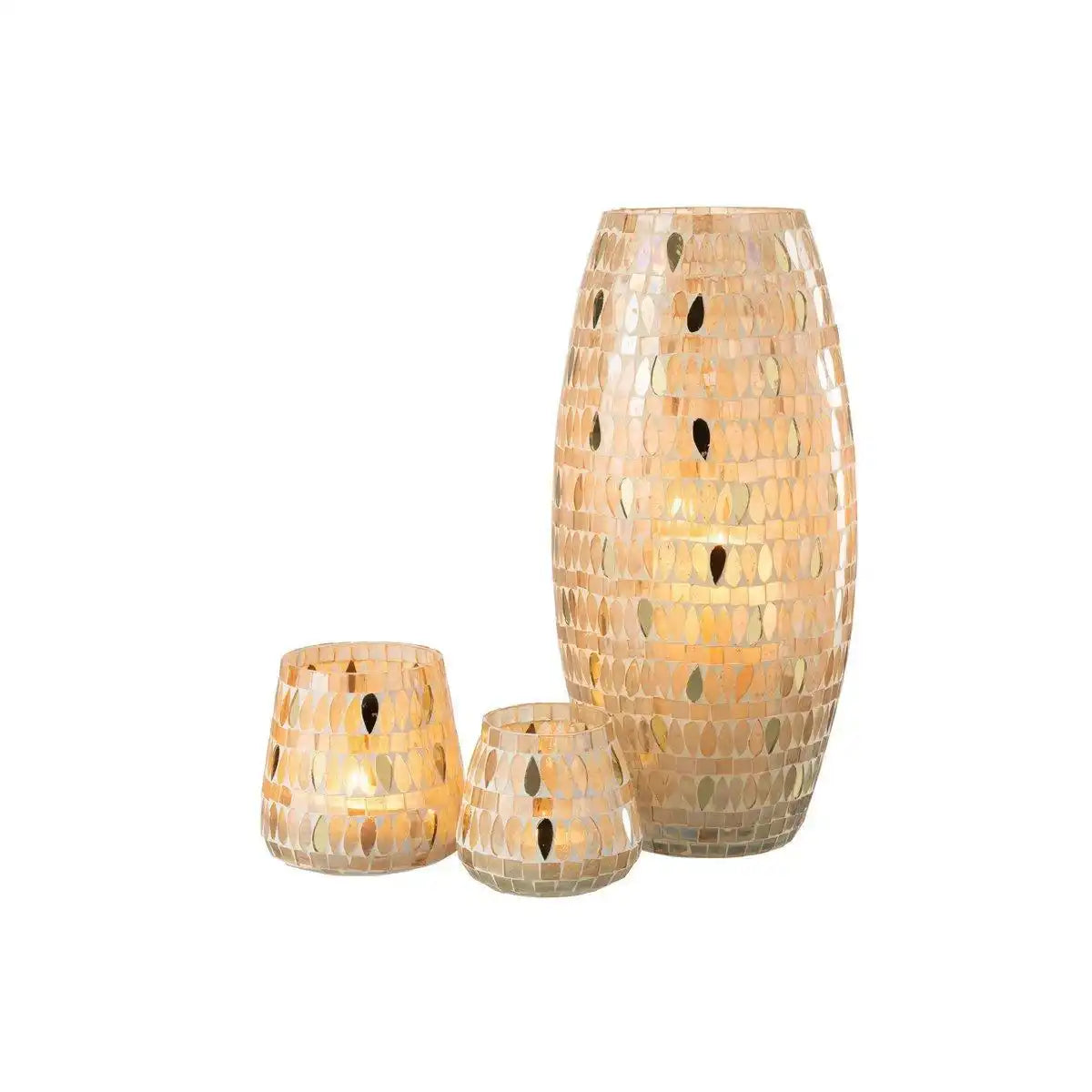 J-Line Laterne Mosaik - Glas - Beige - groß - HomeDesign Knaus