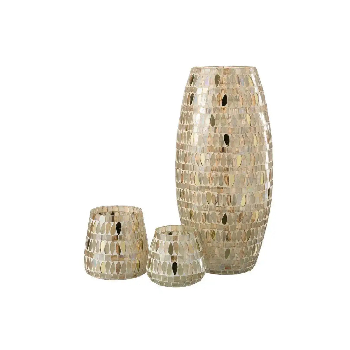 J-Line Laterne Mosaik - Glas - Beige - groß - HomeDesign Knaus