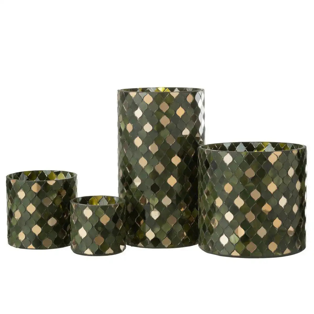 J-Line Laterne Mosaikzylinder - Glas - Grün - extra groß - HomeDesign Knaus