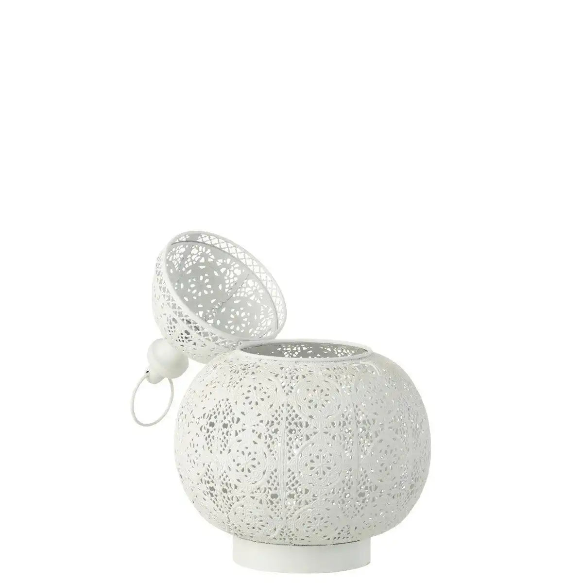 J-Line Laterne Round Oriental - Metall/Glas - Weiß - HomeDesign Knaus