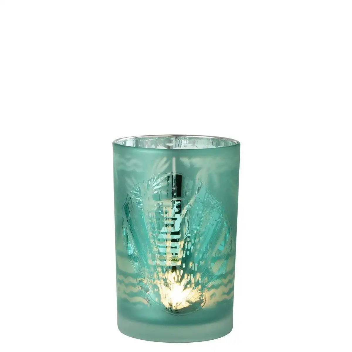 J-Line Laterne Shells - Glas - Blau/Silber - groß - HomeDesign Knaus