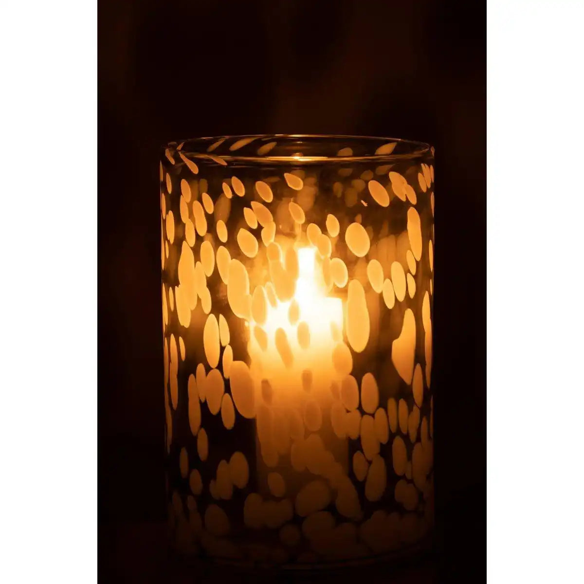 J-Line Laterne Speckle - Glas - Grau/Weiß - Groß - HomeDesign Knaus