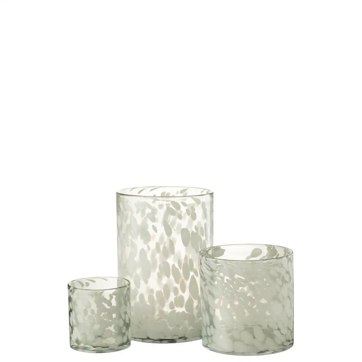 J-Line Laterne Speckle - Glas - Grau/Weiß - Groß - HomeDesign Knaus