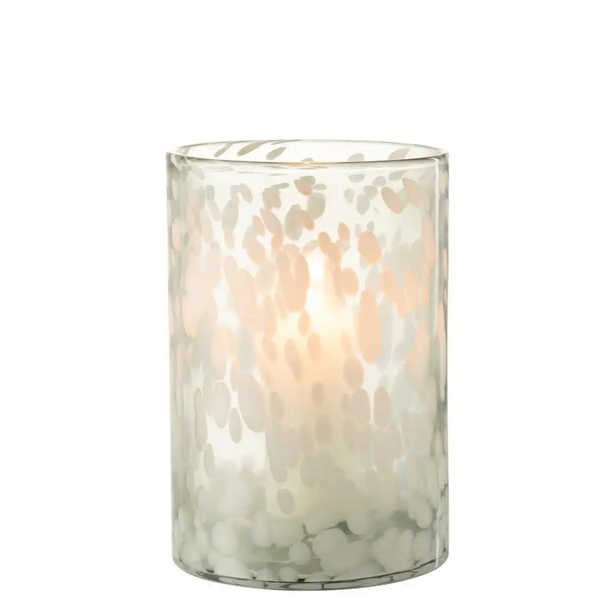 J-Line Laterne Speckle - Glas - Grau/Weiß - Groß - HomeDesign Knaus